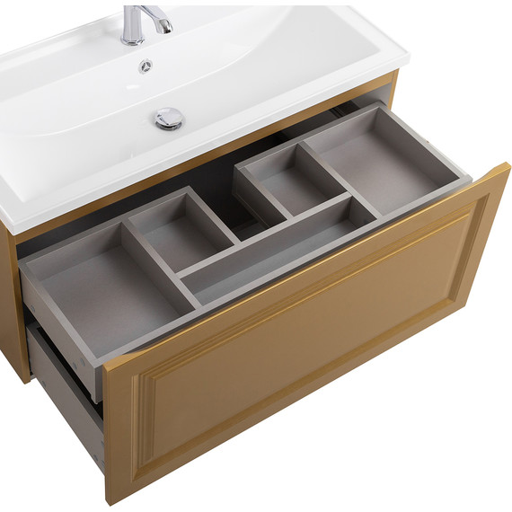 Тумба подвесная с раковиной Cezares GIUBILEO-N-100-1C-SO-BORO-P 100 см, брашированное золото - фото 5