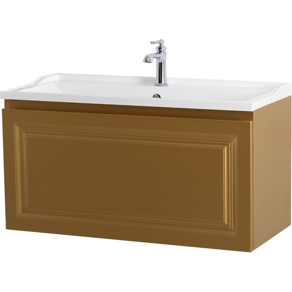 Тумба подвесная с раковиной Cezares GIUBILEO-N-100-1C-SO-BORO-P 100 см, брашированное золото - фото 2