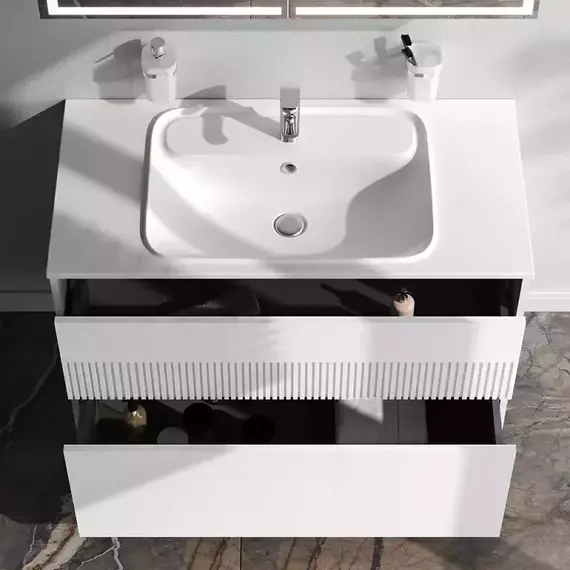 Тумба подвесная с раковиной AM.PM Func 100 см M8FFUX1002WM, белый матовый, Цвет фасада: белый матовый - фото 2