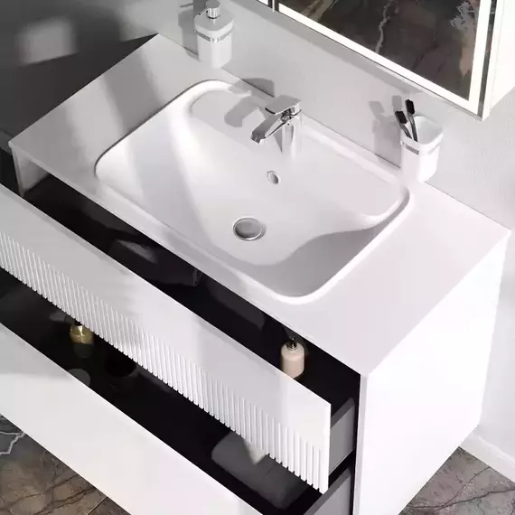 Тумба подвесная с раковиной AM.PM Func 100 см M8FFUX1002WM, белый матовый, Цвет фасада: белый матовый - фото 3