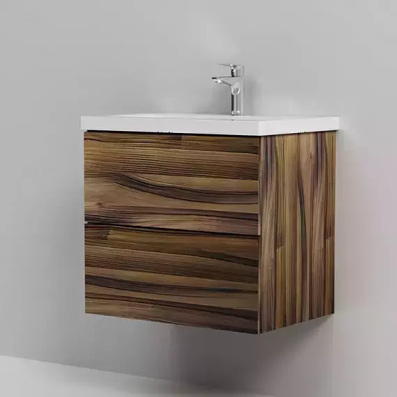 Тумба подвесная с раковиной AM.PM Gem 60 см M90FHX0602HF, орех, Цвет фасада: тёмное дерево - фото 5