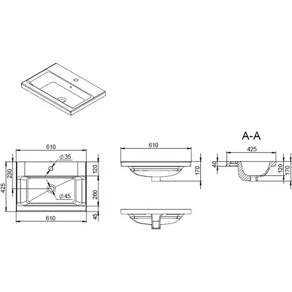 Тумба подвесная с раковиной AM.PM Gem 60 см M90FHX0602HF, орех, Цвет фасада: тёмное дерево - фото 9