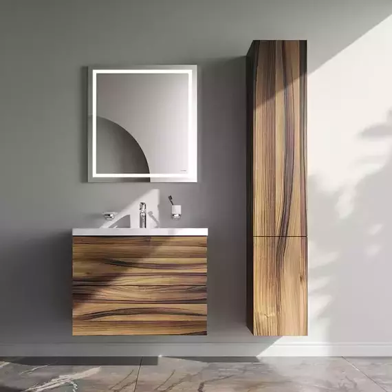 Тумба подвесная с раковиной AM.PM Gem 75 см M90FHX0752HF, орех, Цвет фасада: тёмное дерево - фото 4