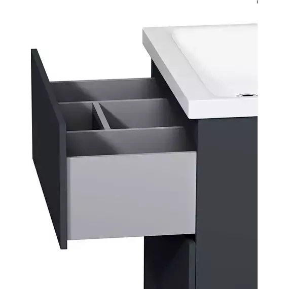 Тумба с раковиной AM.PM Gem 60 см M90FSX06022GM32, графит матовый, Цвет фасада: графит матовый - фото 3