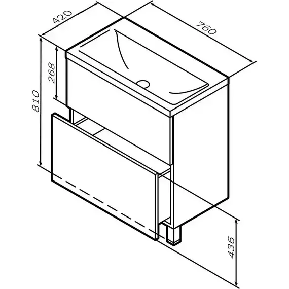 Тумба с раковиной AM.PM Gem 75 см M90FSX07522GM32, графит матовый, Цвет фасада: графит матовый - фото 6