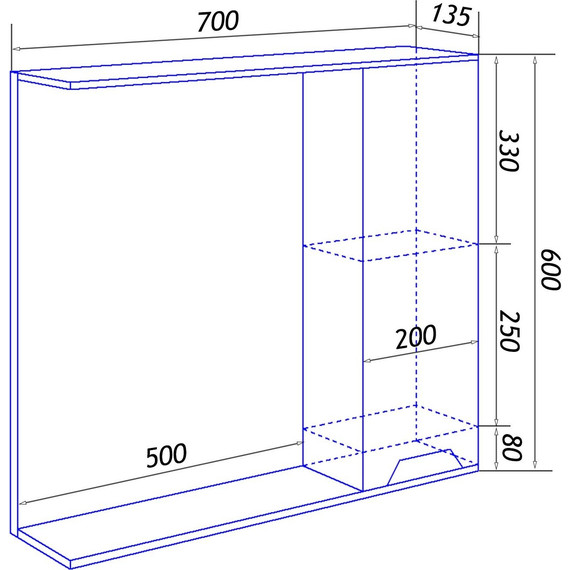 Зеркало-шкаф Loranto Florena 70 см CS00090037, темный бетон - фото 7