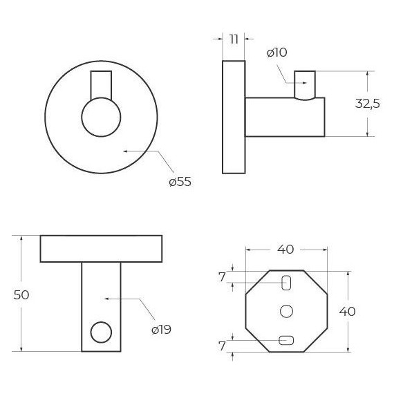 Крючок Cezares Relax RELAX-HK-NOP, цвет чёрный матовый - фото 2