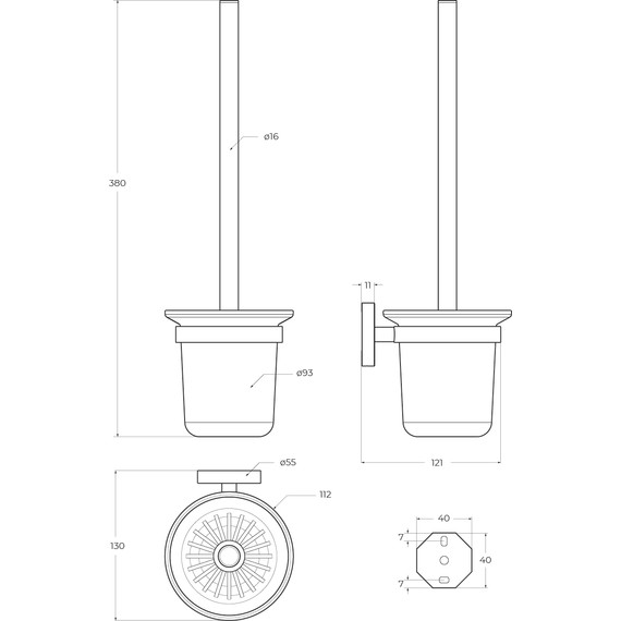 Ёршик для унитаза Cezares Relax RELAX-TBS-V-NOP, цвет чёрный матовый - фото 2