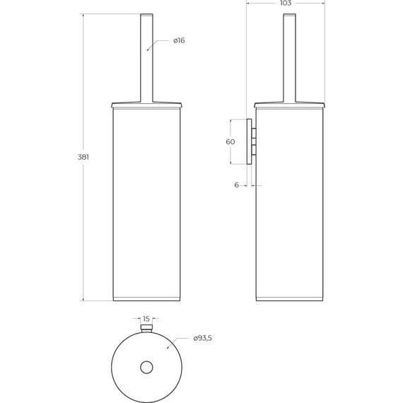 Ёршик для унитаза Cezares Relax RELAX-TBS-M-NOP, цвет чёрный матовый - фото 3