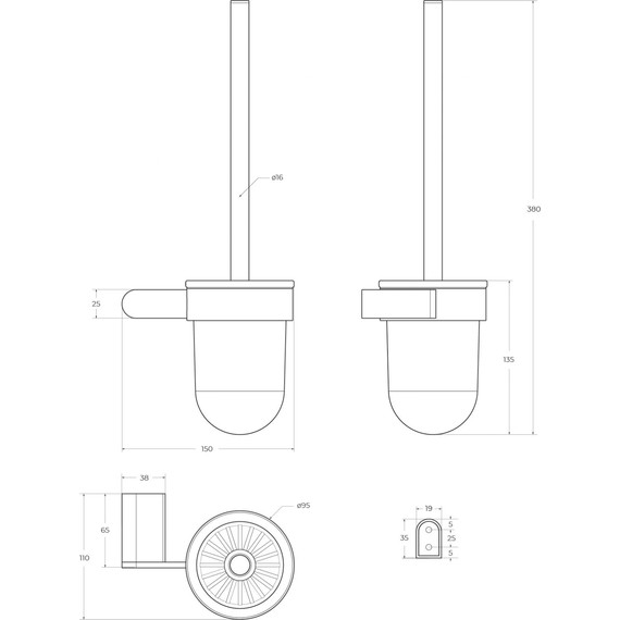 Ёршик для унитаза Cezares Stylus STYLUS-TBS-V-NOP, цвет чёрный матовый - фото 2