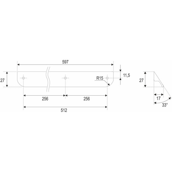 Ручка для мебельной тумбы Cezares Eco 60 см RS156SC.3/512 (1 шт) сатин - фото 4