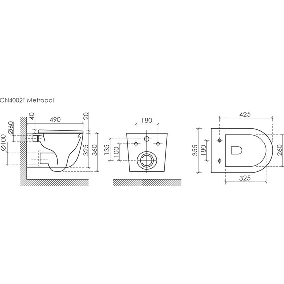 Унитаз подвесной безободковый Ceramicanova Metropol CN4002T с тонкой крышкой микролифт - фото 14