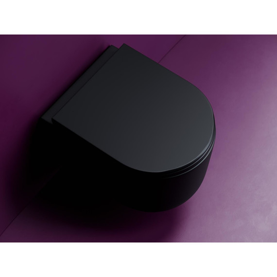 Унитаз подвесной безободковый Ceramicanova Ulma CN4006TMB с тонкой крышкой микролифт, чёрный матовый, Цвет производителя: чёрный матовый - фото 5