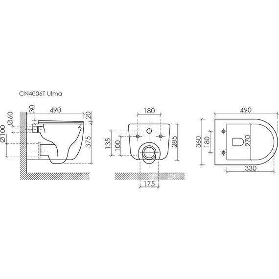 Унитаз подвесной безободковый Ceramicanova Ulma CN4006T с тонкой крышкой микролифт, Цвет производителя: белый - фото 10