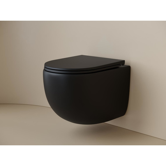 Унитаз подвесной безободковый Ceramicanova Up CN4007MB с тонкой крышкой микролифт, чёрный матовый, Цвет производителя: чёрный матовый - фото 2