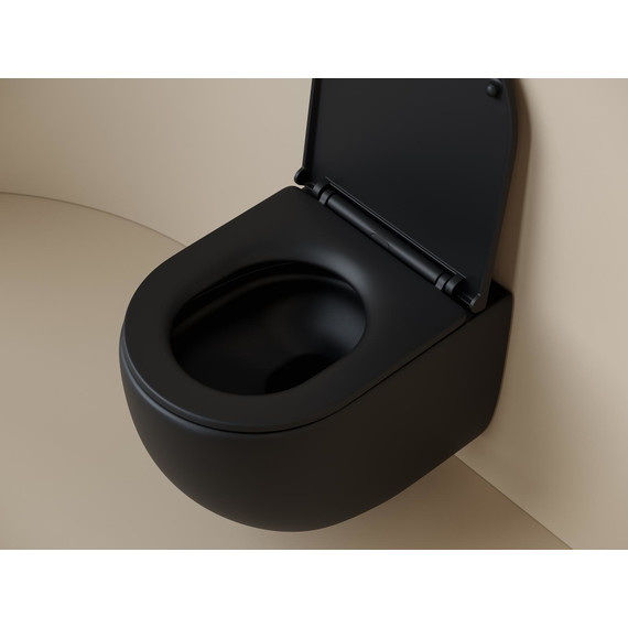 Унитаз подвесной безободковый Ceramicanova Up CN4007MB с тонкой крышкой микролифт, чёрный матовый, Цвет производителя: чёрный матовый - фото 3