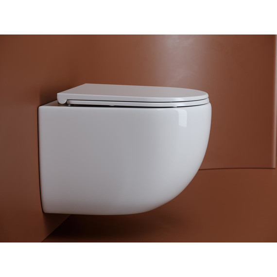 Унитаз подвесной безободковый Ceramicanova Up CN4007 с тонкой крышкой микролифт, Цвет производителя: белый - фото 3