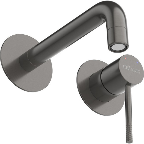 Смеситель для раковины настенный Cezares RELAX-BLI2-1-GM-W0 (со скрытой частью) оружейная сталь, Цвет производителя: оружейная сталь - фото 3