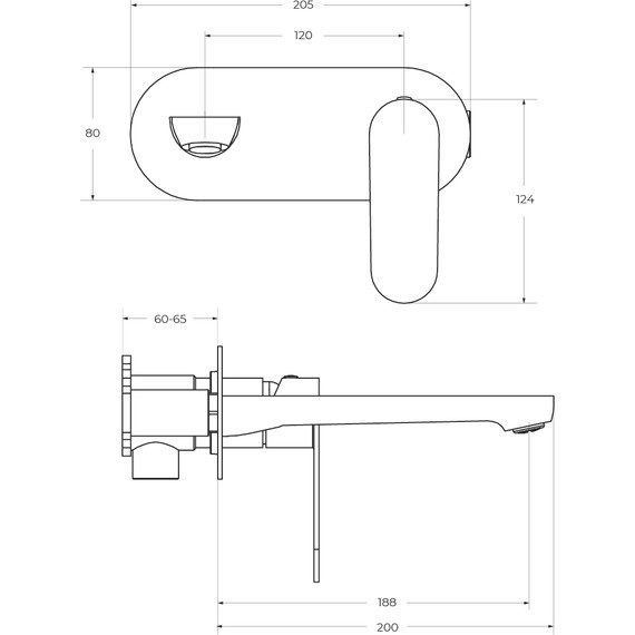 Смеситель для раковины настенный Cezares STYLUS-BLI1-01-W0 (со скрытой частью), Цвет производителя: хром - фото 4