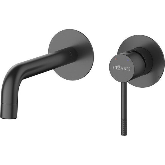 Смеситель для раковины настенный Cezares RELAX-BLI2-1-NOP-W0 (со скрытой частью) чёрный матовый, Цвет производителя: чёрный матовый - фото 