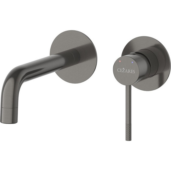Смеситель для раковины настенный Cezares RELAX-BLI2-1-GM-W0 (со скрытой частью) оружейная сталь, Цвет производителя: оружейная сталь - фото 