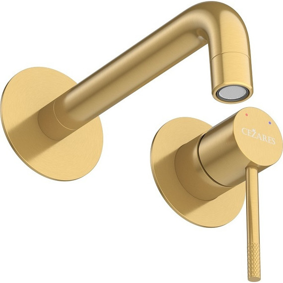 Смеситель для раковины настенный Cezares RELAX-BLI2-1-BORO-W0 (со скрытой частью) брашированное золото, Цвет производителя: брашированное золото - фото 3
