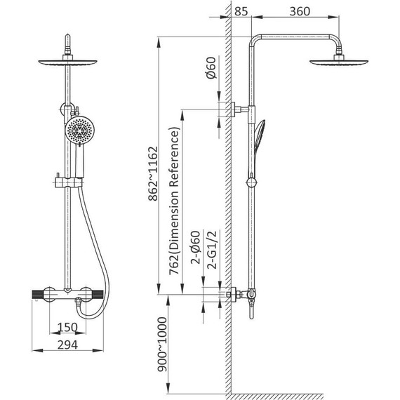 Душевая система с термостатом Vincea Desire VSFS-1D0TBG, брашированное золото - фото 6