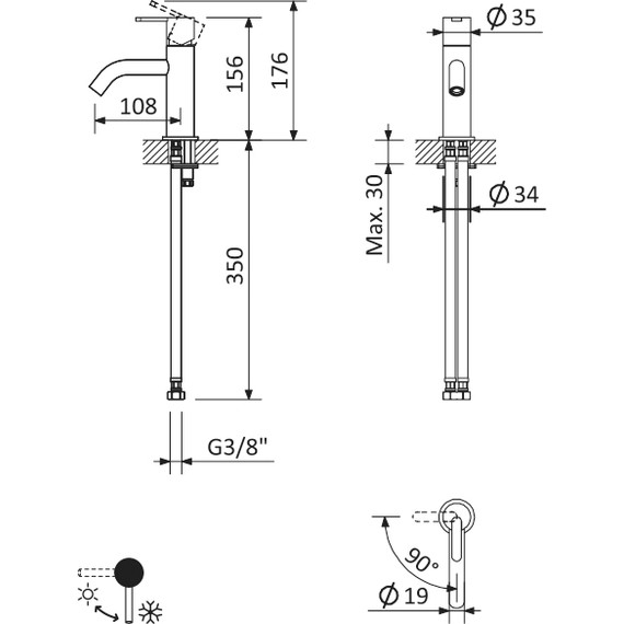 Смеситель для раковины Cezares LEAF-LSM2-L-SS, sunset, Цвет производителя: sunset - фото 2
