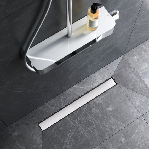 Душевой трап (лоток) 60 AM.PM MasterFlow W01SC-U11-060-04SB комбинированный затвор со стальной матовой решеткой под плитку, Цвет производителя: хром, Размер трапа: 600 - фото 4