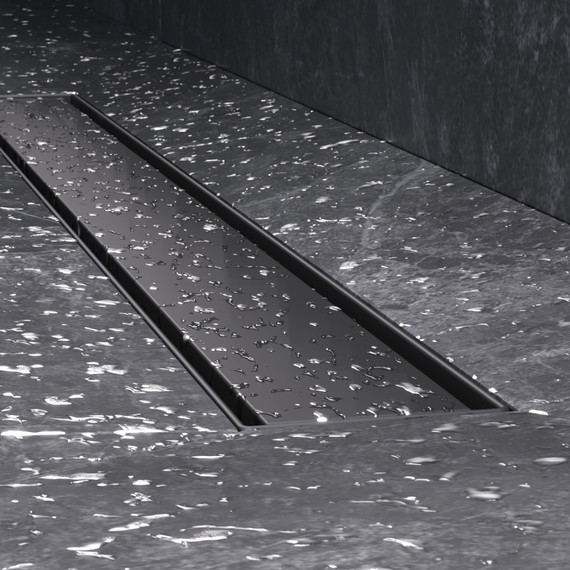 Душевой трап (лоток) 70 AM.PM MasterFlow W01SC-U11-070-04BM комбинированный затвор с черной матовой решеткой под плитку, Цвет производителя: чёрный, Размер трапа: 700 - фото 