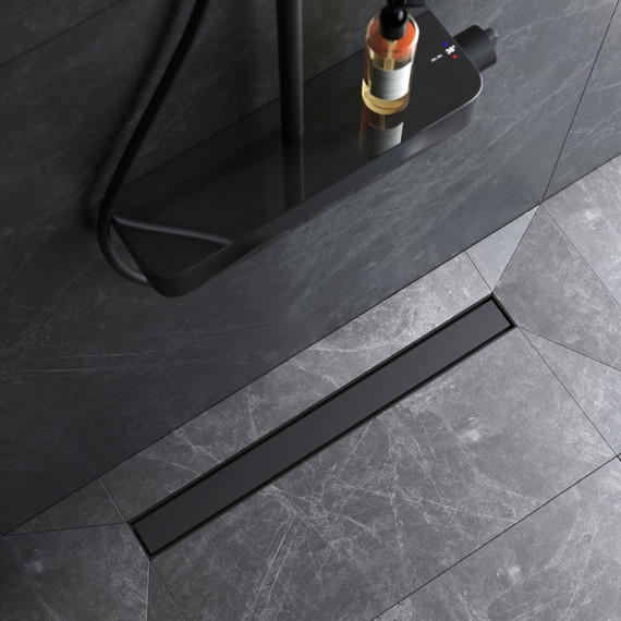 Душевой трап (лоток) 70 AM.PM MasterFlow W01SC-U11-070-04BM комбинированный затвор с черной матовой решеткой под плитку, Цвет производителя: чёрный, Размер трапа: 700 - фото 4