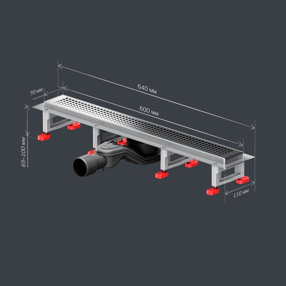 Душевой трап (лоток) 60 AM.PM MasterFlow W01SC-P11-060-01SB комбинированный затвор со стальной матовой решеткой - фото 10