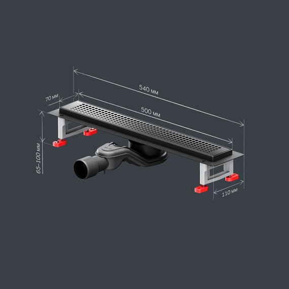 Душевой трап (лоток) 50 AM.PM MasterFlow W01SC-P11-050-01BM комбинированный затвор с черной матовой решеткой - фото 10