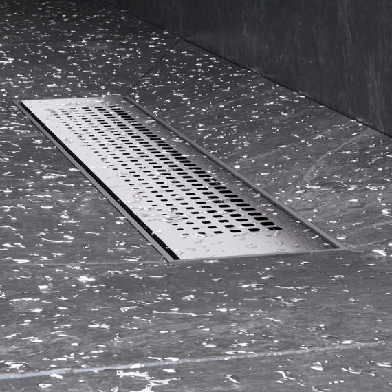 Душевой трап (лоток) 40 AM.PM PrimeFlow W02SC-P11-040-01SB комбинированный затвор со стальной матовой решеткой, Цвет производителя: хром, Размер трапа: 400 - фото 