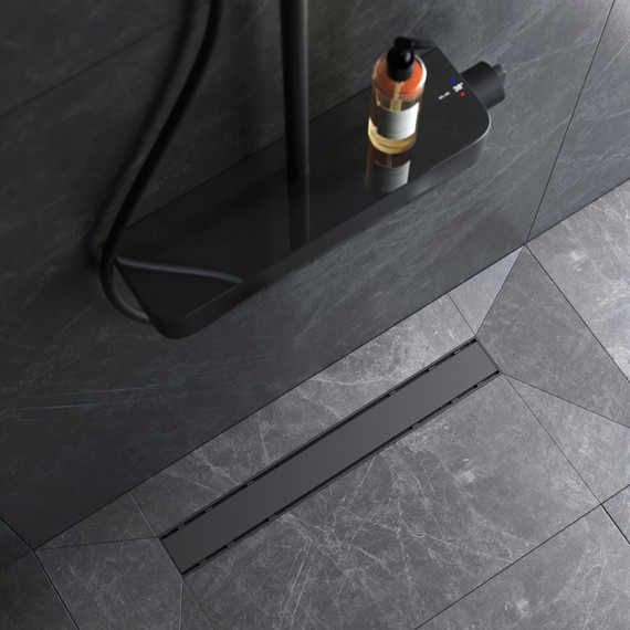 Душевой трап (лоток) 60 AM.PM PrimeFlow W02SC-U11-060-04BM комбинированный затвор с черной матовой решеткой под плитку, Цвет производителя: чёрный, Размер трапа: 600 - фото 5