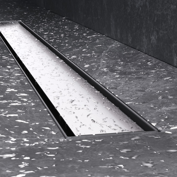 Душевой трап (лоток) 90 AM.PM MasterFlow W01SC-U11-090-04SB комбинированный затвор со стальной матовой решеткой под плитку, Цвет производителя: хром, Размер трапа: 900 - фото 