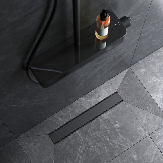 Душевой трап (лоток) 50 AM.PM PrimeFlow W02SC-U11-050-04BM комбинированный затвор с черной матовой решеткой под плитку - фото 4