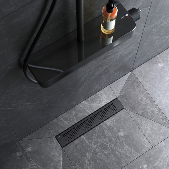 Душевой трап (лоток) 40 AM.PM PrimeFlow W02SC-P11-040-01BM комбинированный затвор с черной матовой решеткой, Цвет производителя: чёрный, Размер трапа: 400 - фото 5