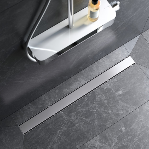 Душевой трап (лоток) 90 AM.PM PrimeFlow W02SC-U11-090-04SB комбинированный затвор со стальной матовой решеткой под плитку, Цвет производителя: хром, Размер трапа: 900 - фото 5