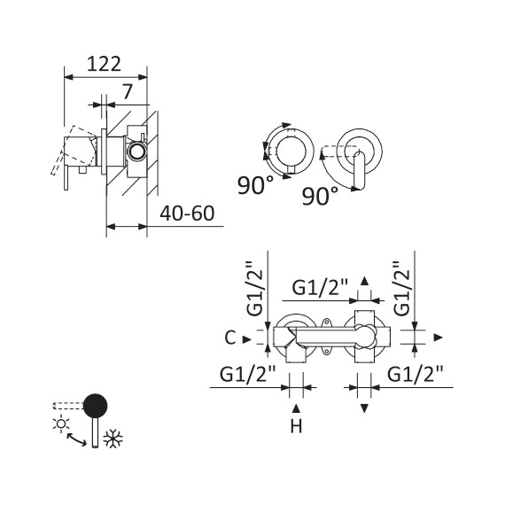 Смеситель для ванны Cezares LEAF-VDIM3-SS (со скрытой частью) sunset, Цвет производителя: sunset - фото 2