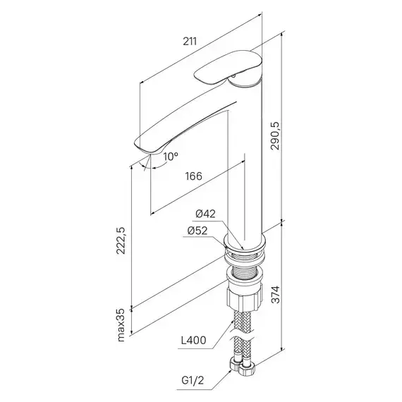 Смеситель для раковины высокий Milardo Rora RORSB01M01 - фото 8