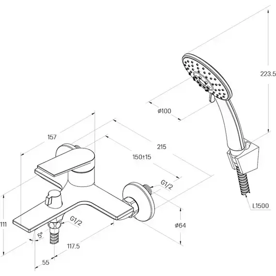 Смеситель для ванны Milardo Azure AZUBL00M02, чёрный матовый - фото 7