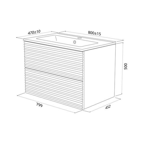 Тумба подвесная с раковиной Iddis Bild BIL80V0i95K 80 см, дуб светлый - фото 7