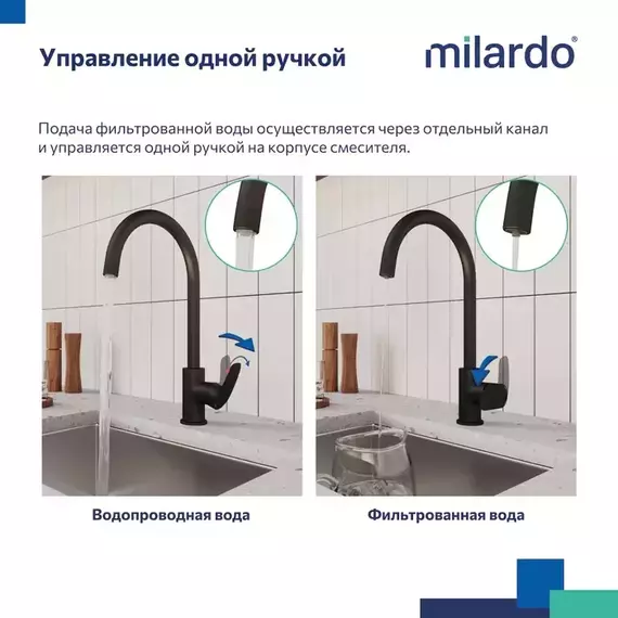 Смеситель для кухни Milardo Rora RORBLFJM05, чёрный матовый - фото 8