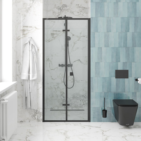 Душевая дверь CeruttiSpa 90 см BELLA D91B, чёрный/прозрачное - фото 2