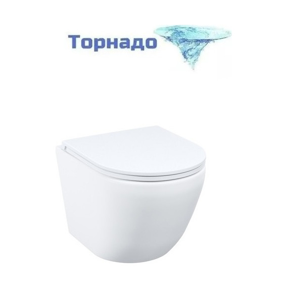 Унитаз подвесной безободковый Iddis Blanco Q BLQNDSEI25 с крышкой дюропласт (система смыва Торнадо) - фото 