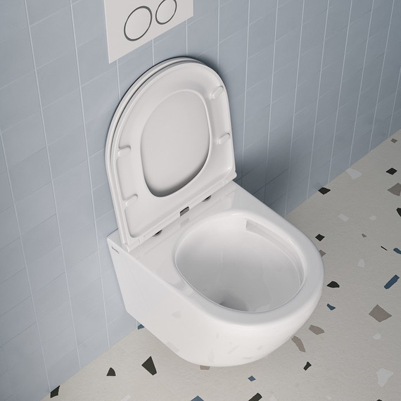 Унитаз подвесной безободковый Iddis Blanco Q BLQNDSEI25 с крышкой дюропласт (система смыва Торнадо) - фото 5