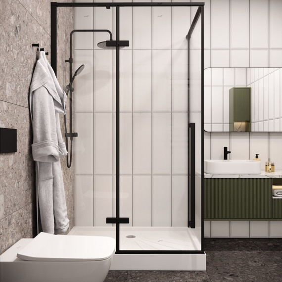 Душевое ограждение CeruttiSpa 120х90 см C1A (стекло 8 мм), чёрный/прозрачное - фото 3