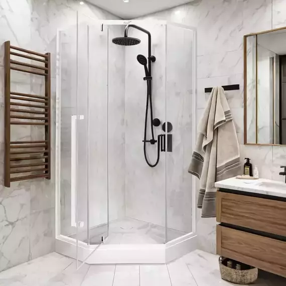 Душевое ограждение CeruttiSpa 90х90 см C3AW, белый/прозрачное - фото 5