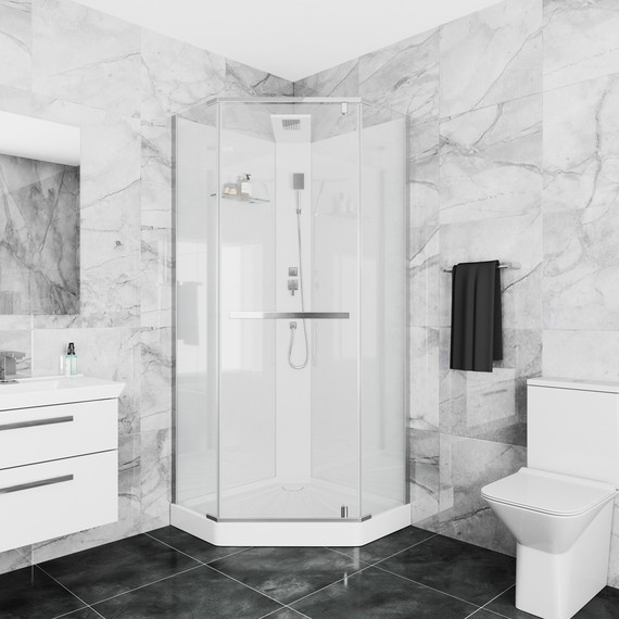Душевая кабина CeruttiSpa 90х90 см Chika 901T, хром/прозрачное - фото 3